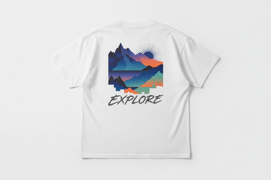 white oversize t-shirt with print on the back 